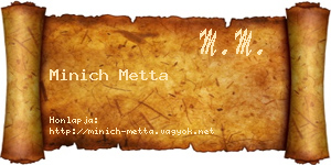 Minich Metta névjegykártya